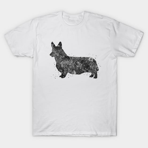 Corgi dog black and white T-Shirt by Yahya Art